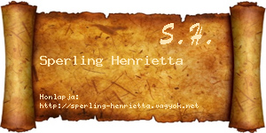 Sperling Henrietta névjegykártya